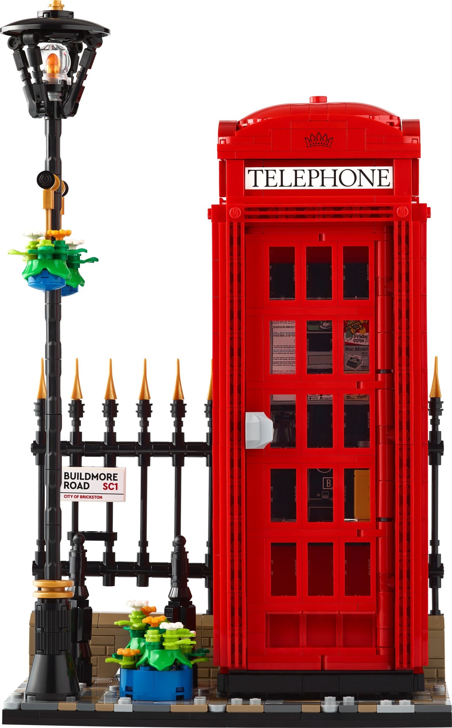 LEGO Red London Telephone Box 21347 chi tiết mặt trước